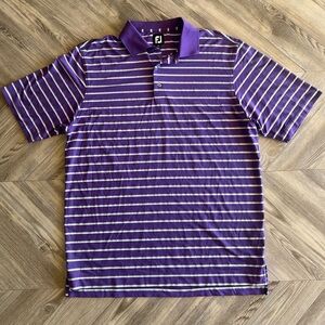 FJ purple with white and grey stripes golf shirt